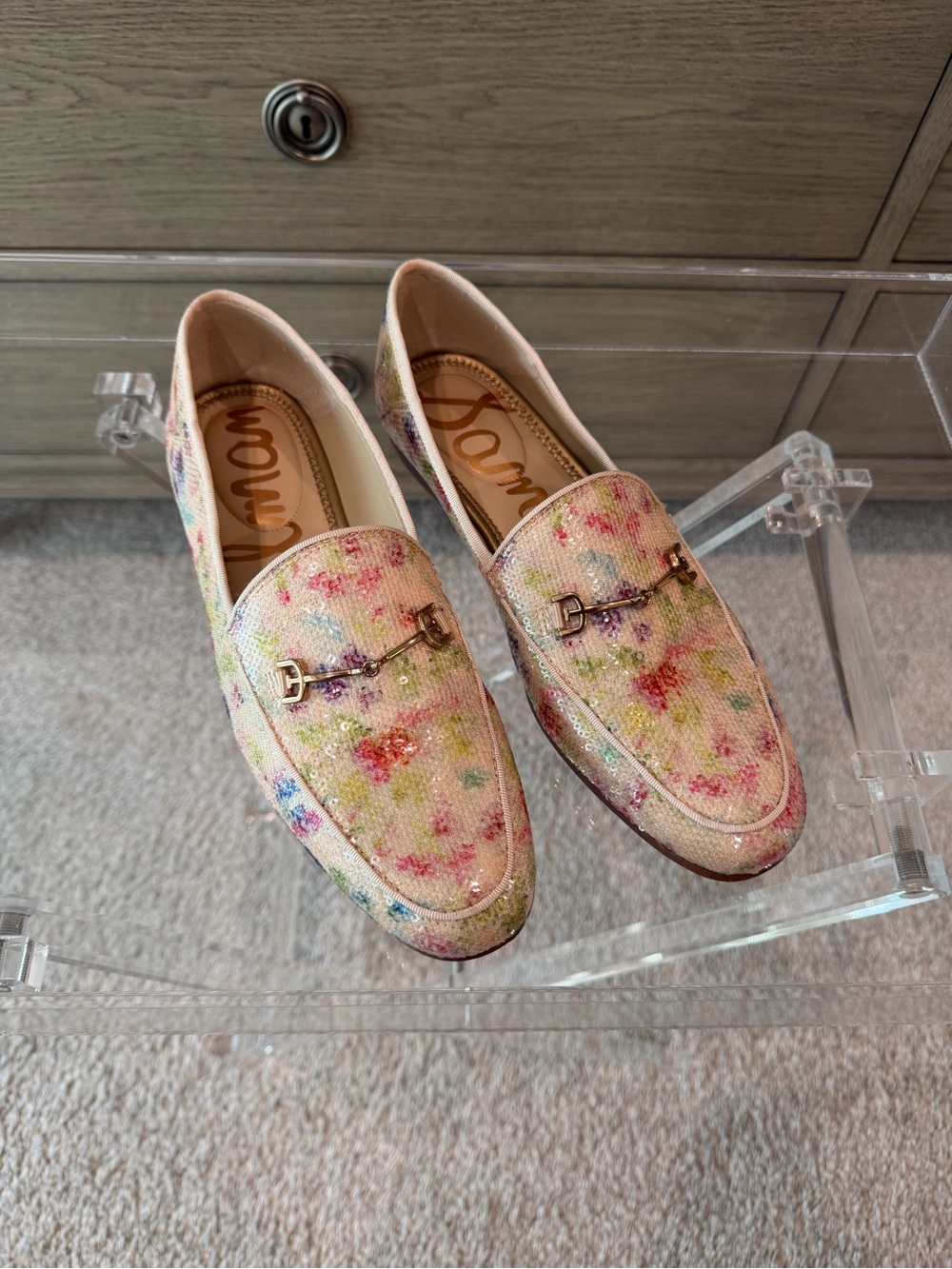 Sam Edelman Loraine Bit  Multicolor Floral Tweed Loafers